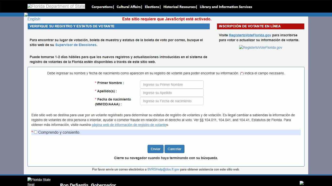 State of Florida Voter Lookup Search