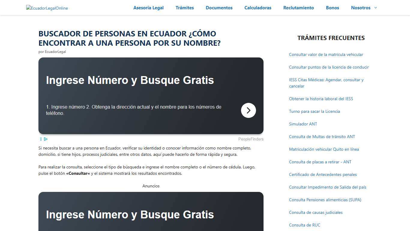 Buscador de personas en Ecuador Registro Civil
